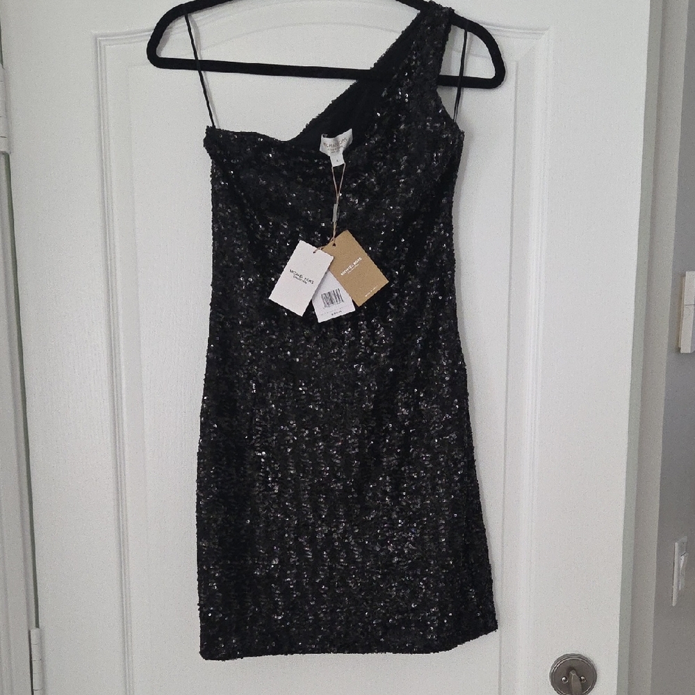 Michael Kors Collection One-Shoulder Black Sequin Dress